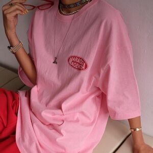 Pink t-shirt oversized women tee t-shirt shirt cotton top